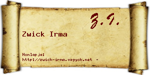 Zwick Irma névjegykártya