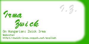 irma zwick business card